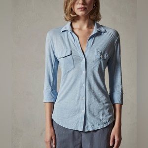 James perse SHEER SLUB SIDE PANEL SHIRT in light blue. Like new condition.
